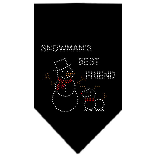 Snowman's Best Friend Rhinestone Bandana Black Large